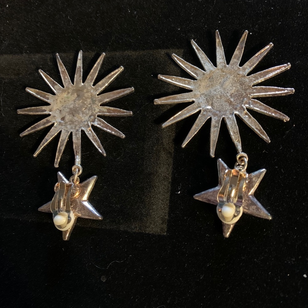 “Fireworks” Clip on Earrings Rhinestones- 3.5”drop - Picture 6 of 7